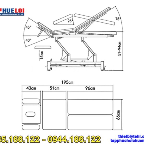 Giường chiropractic tác động cột sống Split-Leg cao cấp